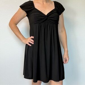 Kupcake Black Dress with Ruched Sleeves
